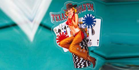 Poker Aufkleber mit Cowgirl